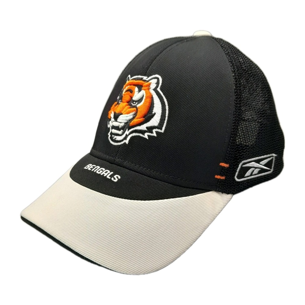 Cincinnati Bengals Reebok Fitted Hat Black Orange NFL Football Cap Mens One Size